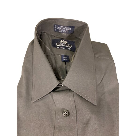 Stafford Wrinkle-Free Broadcloth Dress Shirt Size 16.5/34-35 Midnight Grey - Picture 5 of 7